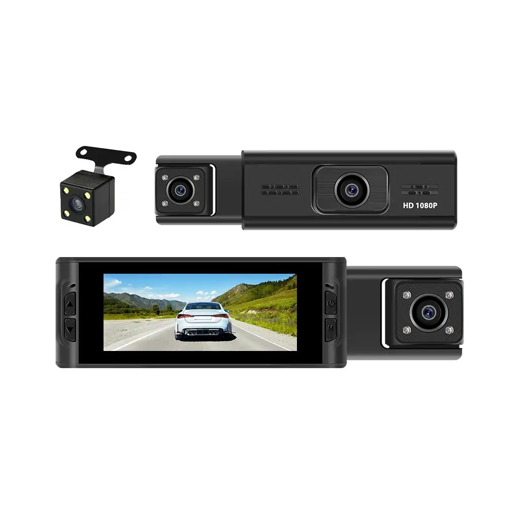 Podofo 3.16In Full HD 1080P Triple Lens Car Recorder V09 WiFi Viidure Dash Cam Rear Pull Camera Gravity Sensor G‑Sensor Vehicle DVR Video Recorder For Cars