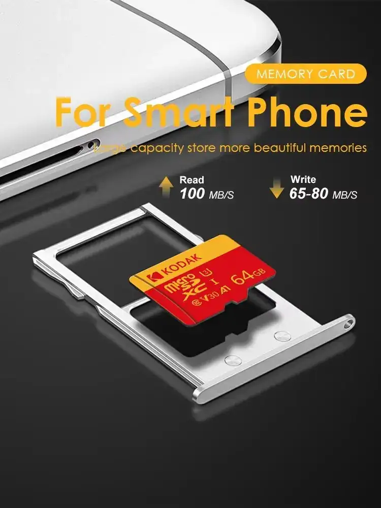 Kodak 128GB 64GB 32GB Micro SD Card Class 10 U1 V10 TF Card for Kids Camera Smart Toy Dash Cam CCTV Video Doorbell CCD Camera