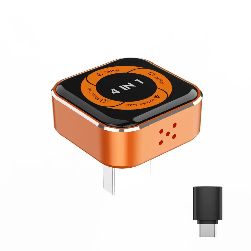 2026 4in1 Wireless CarPlay Adapter for Apple CarPlay Android Auto AirPlay MirrorLink Wired to Wireless USB C Plug and Play