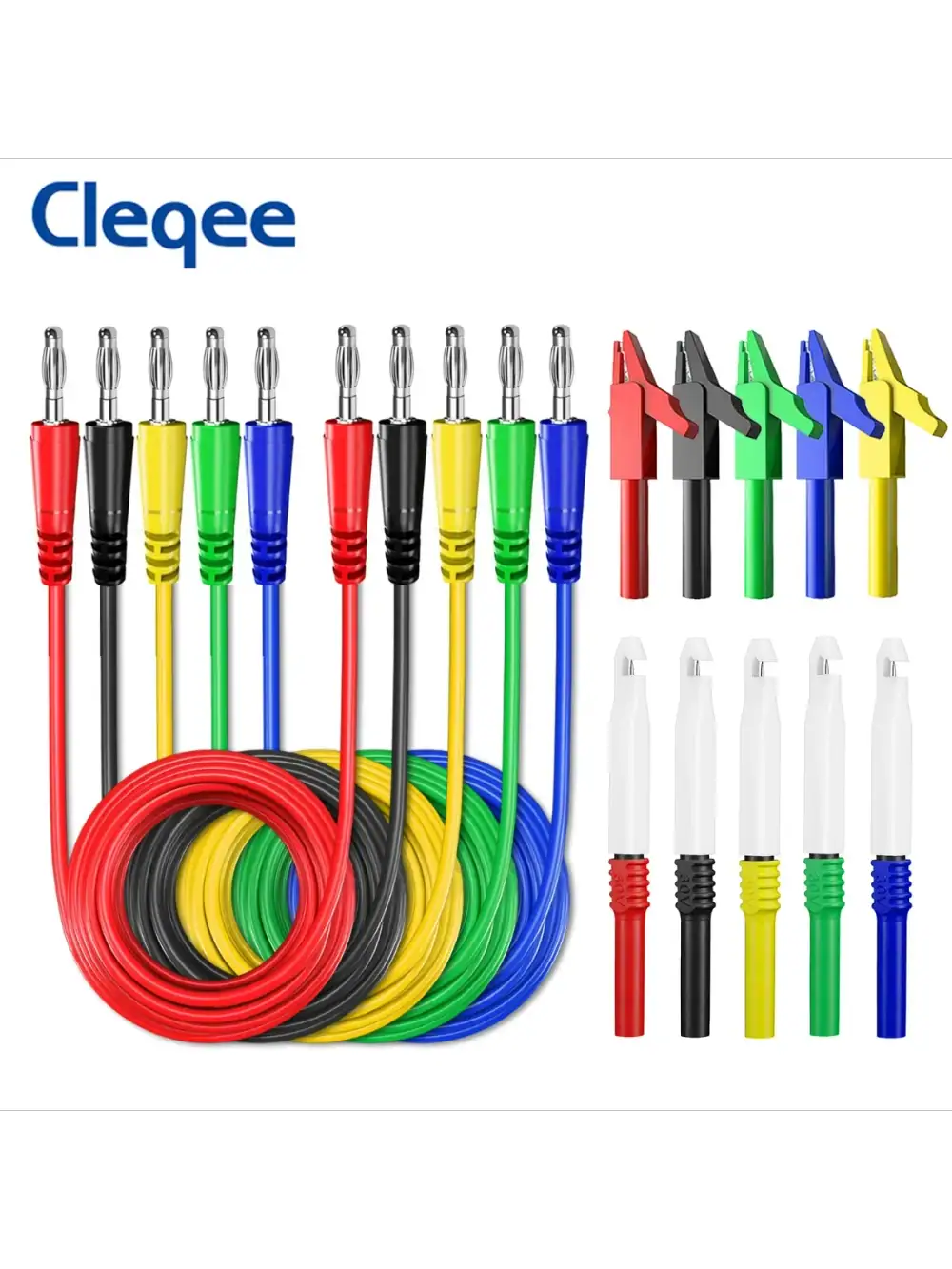 Cleqee Series Multimeter Test Leads Kit 4mm Banana Plug Safety Piercing Probe Needle Alligator Clips Automotive Tool Set