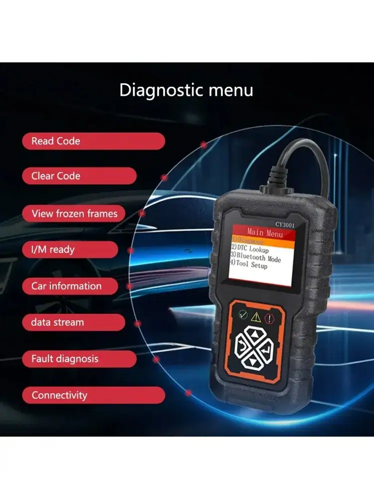 Car Code Reader: Instant Diagnostics of Your Vehicle's Check Engine Light with OBD2 Scanner (Wired Version)