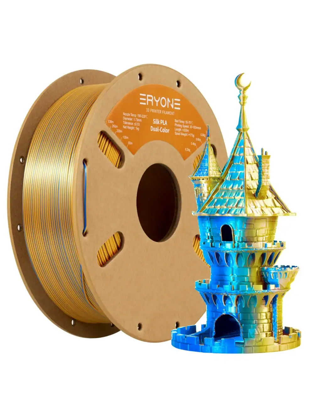 ERYONE 1KG Silk Dual Color PLA Series 3D Printer Filament 1.75mm, Dual-Color Coextrusion Silky Shiny Finish, 1kg Spool