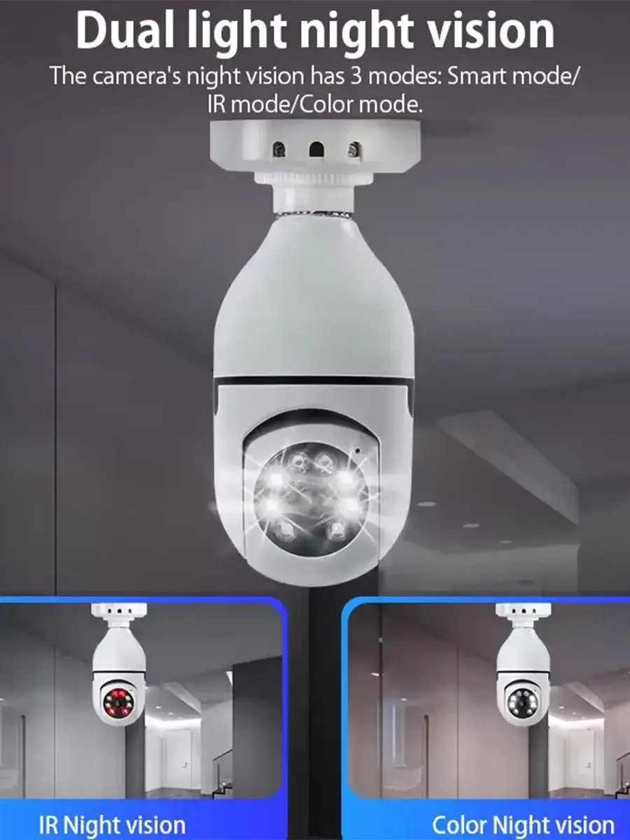 4G WiFi IP Camera E27 Bulb Cam 3MP Wireless Baby Monitor AI Tracking Security Video Surveillance Pet Cam SmartLife Indoor
