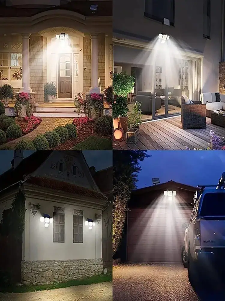 1 PACK Outdoor Motion Sensor Lamp, 4-Head Solar Power Light, 122 LED Solar Light, Flood Lights ,3000 Lumens,270° Lighting Range