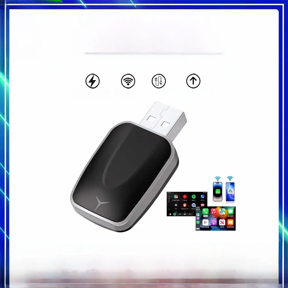 2 in 1 AI Box Adapter Wired to Wireless Carplay&Android Auto Compatible with 99% of Cars Plug and Play WiFi Smart Dongle