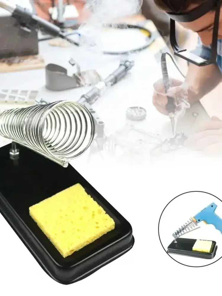 Electric soldering Iron Stand with Sponge Cleaning Pads Universal High-Temperature Resistant soldering Holder
