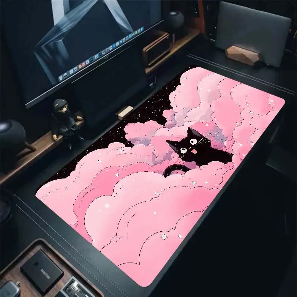 Cat Clouds Fast Delivery Keyboard mouse pads lock-edge Mouse pad kawaii Pink Purple Office desktop protection pad XXL rug