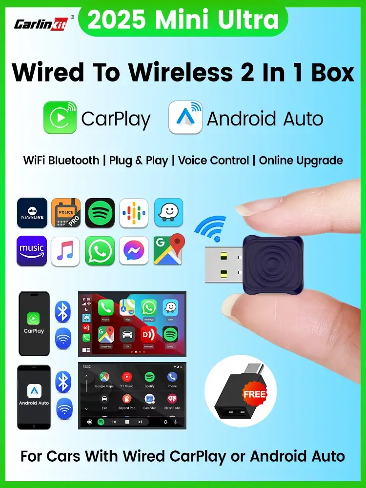 5 Pro/ Ultra CarlinKit Wireless CarPlay Adapter Smart CarPlay Box for Car Plug and Play WiFi Bluetooth Auto Connection