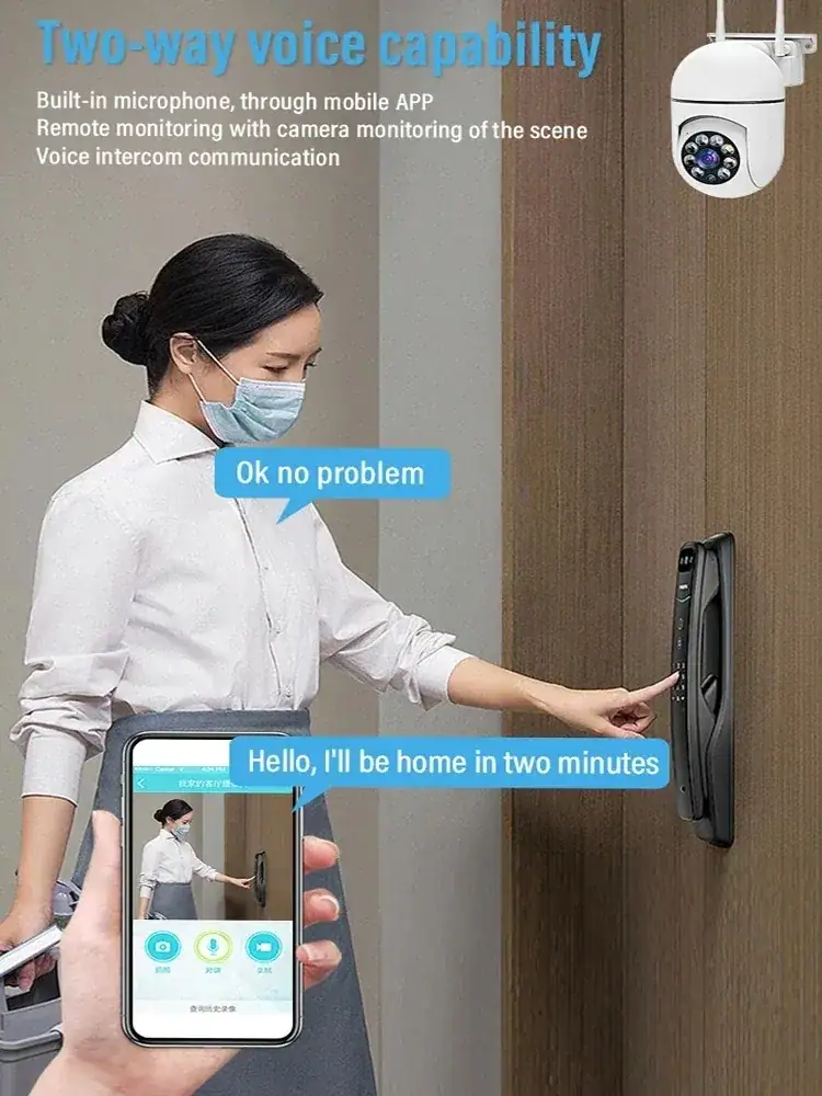 Wifi IP Camera 2MP Outdoor Security Surveillance Cameras AI Human Tracking Two Way Audio 4X Digital Zoom Night Vision Full Color