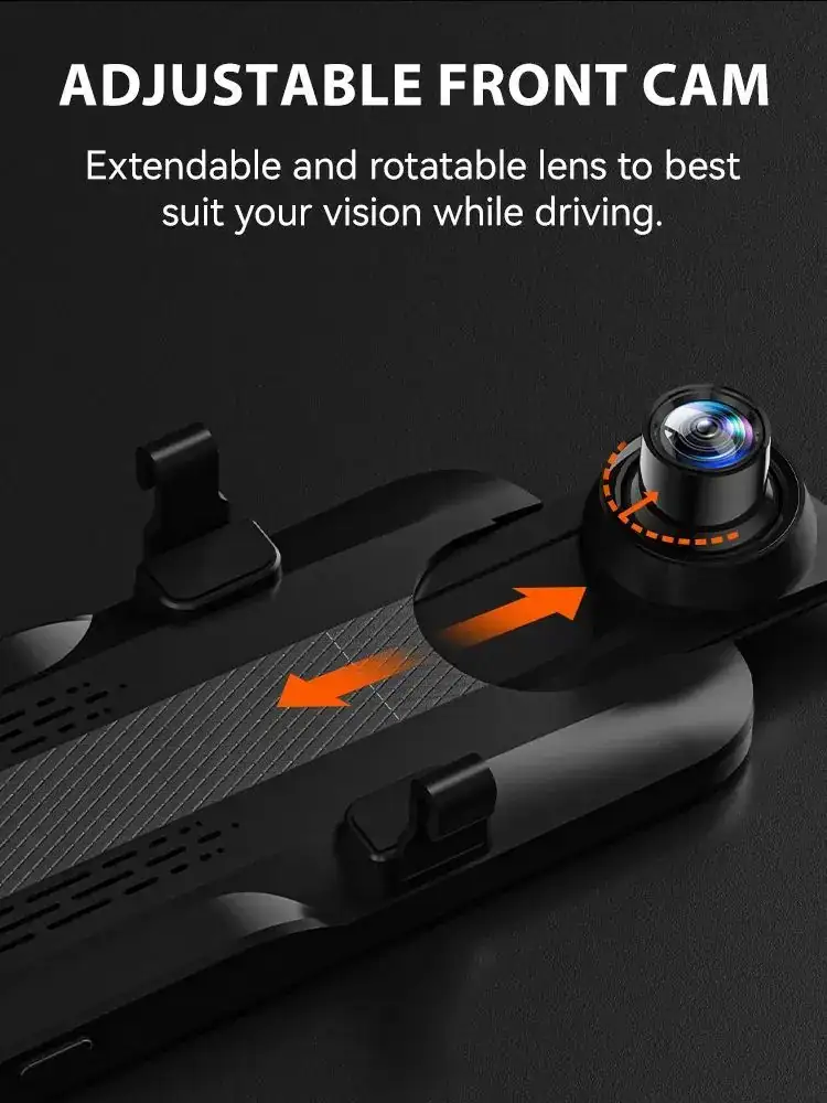 WOLFBOX M40lite Dash Cam 4K+1080P 10" Rear View Mirror Camera Video Recorder Front and Rear Dash Camer