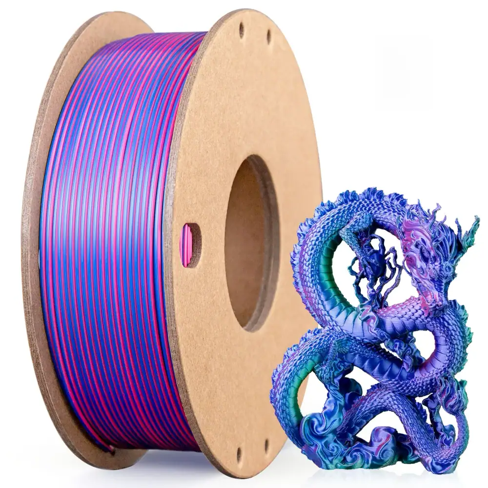 Tri-Color Silk PLA 3D Printer Filament 250g 1.75mm, 3color-in-1 Silk PLA Filament, Fit FDM Printers 3D Printing Filament
