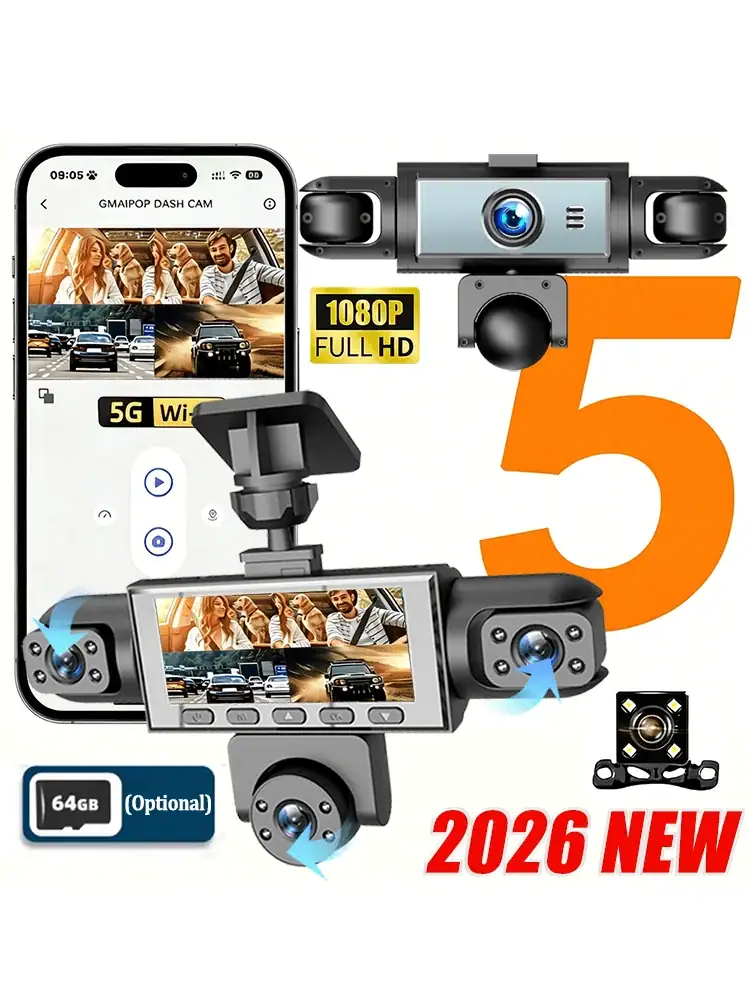 2026NEW 3/5Camera Car DVR 1080P Video Recorder 360 Degrees WIFI Dash Cam Front right left inside With Rear View camera