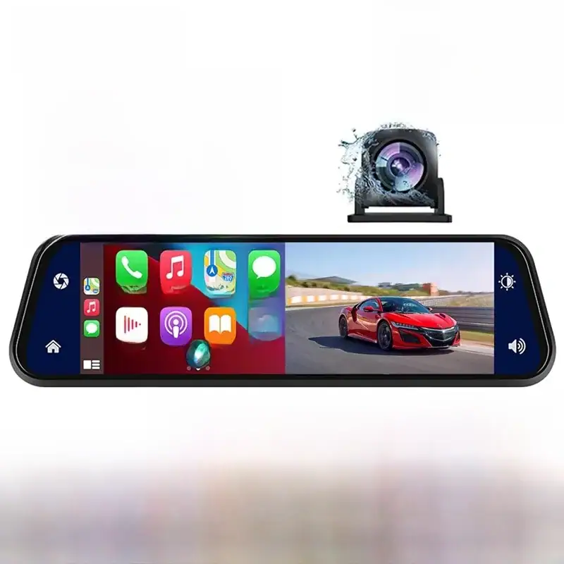 10 Inch 4K 2160P Car DVR Carplay Android Auto 5G WIFI GPS Dash Cam BT FM Dashcam Camera Stream RearView Mirror Drive Recorder