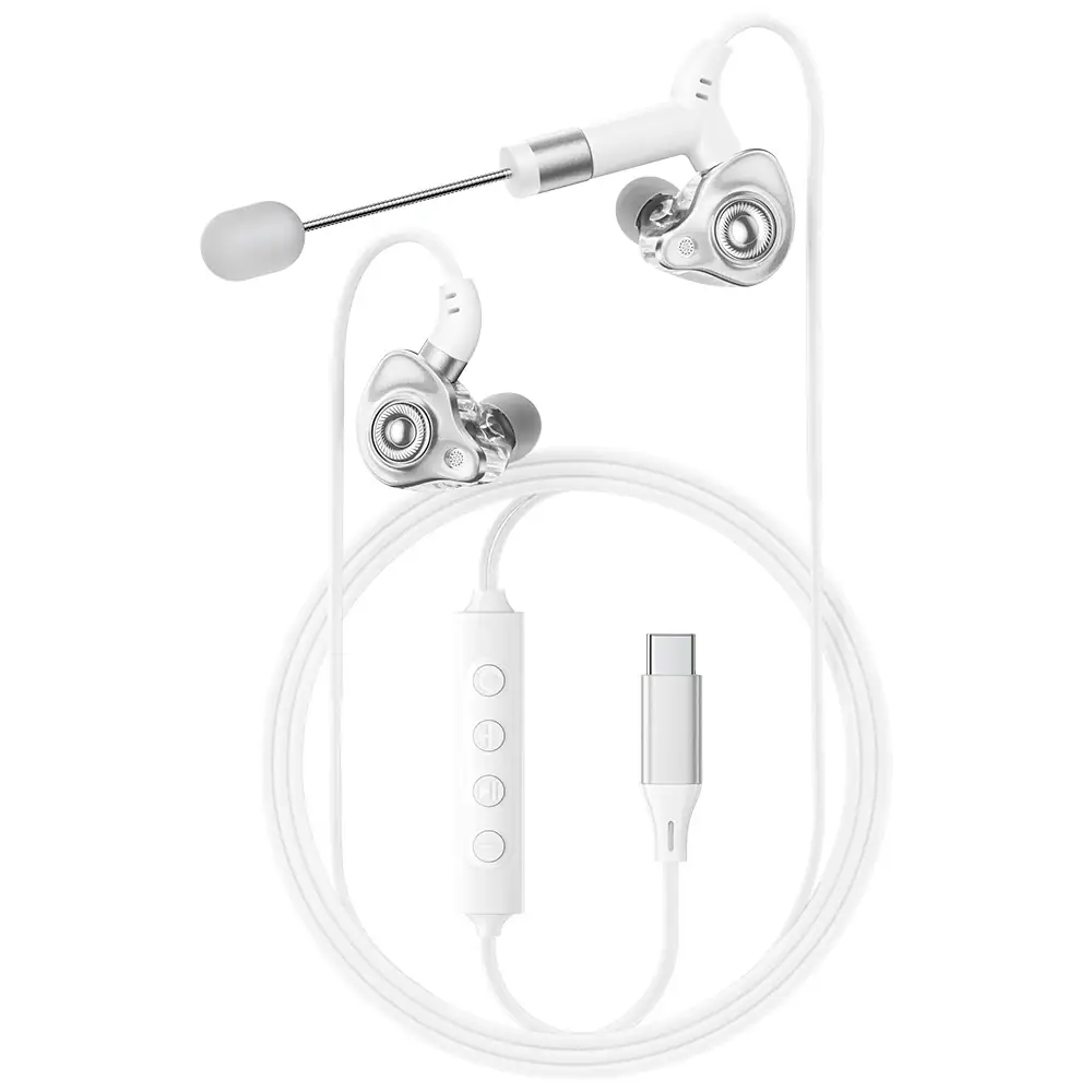 Essager Type-C Karaoke Earphones With Built-in Sound Card HiFi Stereo Music Wired Earbud Headset With Mic for Singing/Live/Game