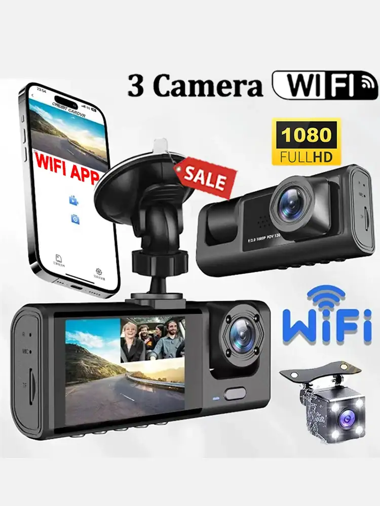 1080P Car Dvr WiFi APP 3/2Lens Dash Cam for Cars Camera for Vehicle Recorder Video Front and Rear Camera Night Vision Dashcam