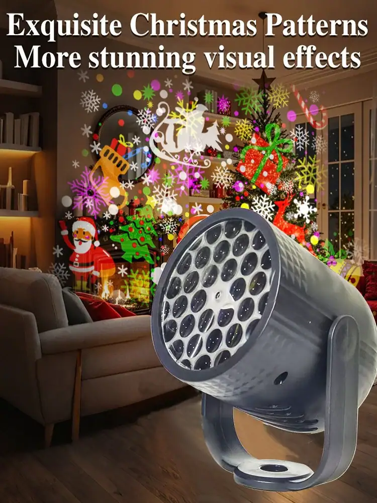 16 Patterns Christmas Projector Lights Rotatable Christmas Decoration Outdoor/Indoor Led Projector for Holiday Party Xmas Decor