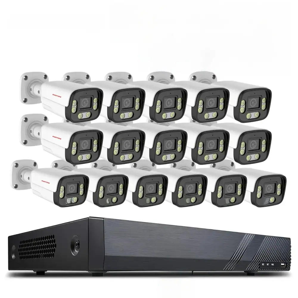 XMEYE 4K Ai Face Detect Security Camera System 8MP POE Two Way Audio Outdoor Waterproof Camera 30-50m Night Vision 16CH NVR Kit