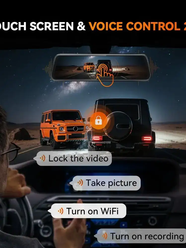WOLFBOX M40 Dash Cam 4K+1080P With Voice Control ADAS Built in 5GHZ WI-FI and GPS Video Recorder Front and Rear Dash Camera