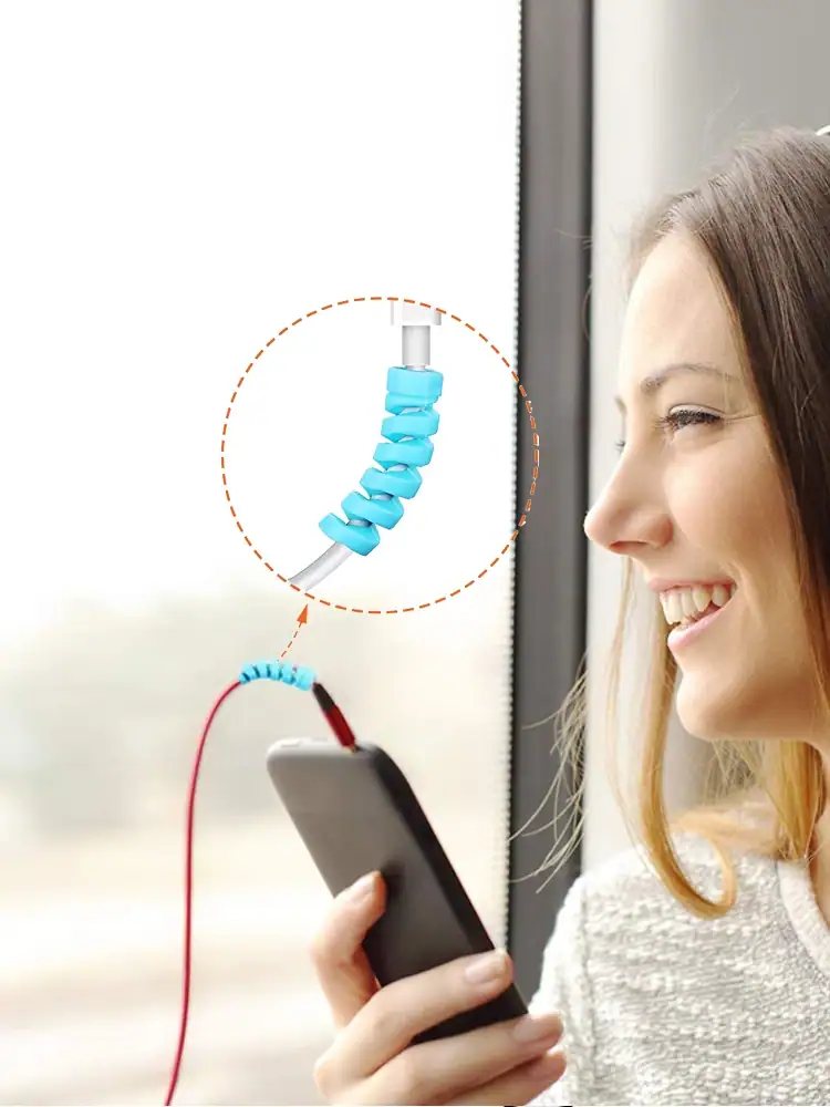 Data Cable Protective Cover, Silicone Spiral Charging Cable, Phone Anti Break and Anti Breakage Charger Connector