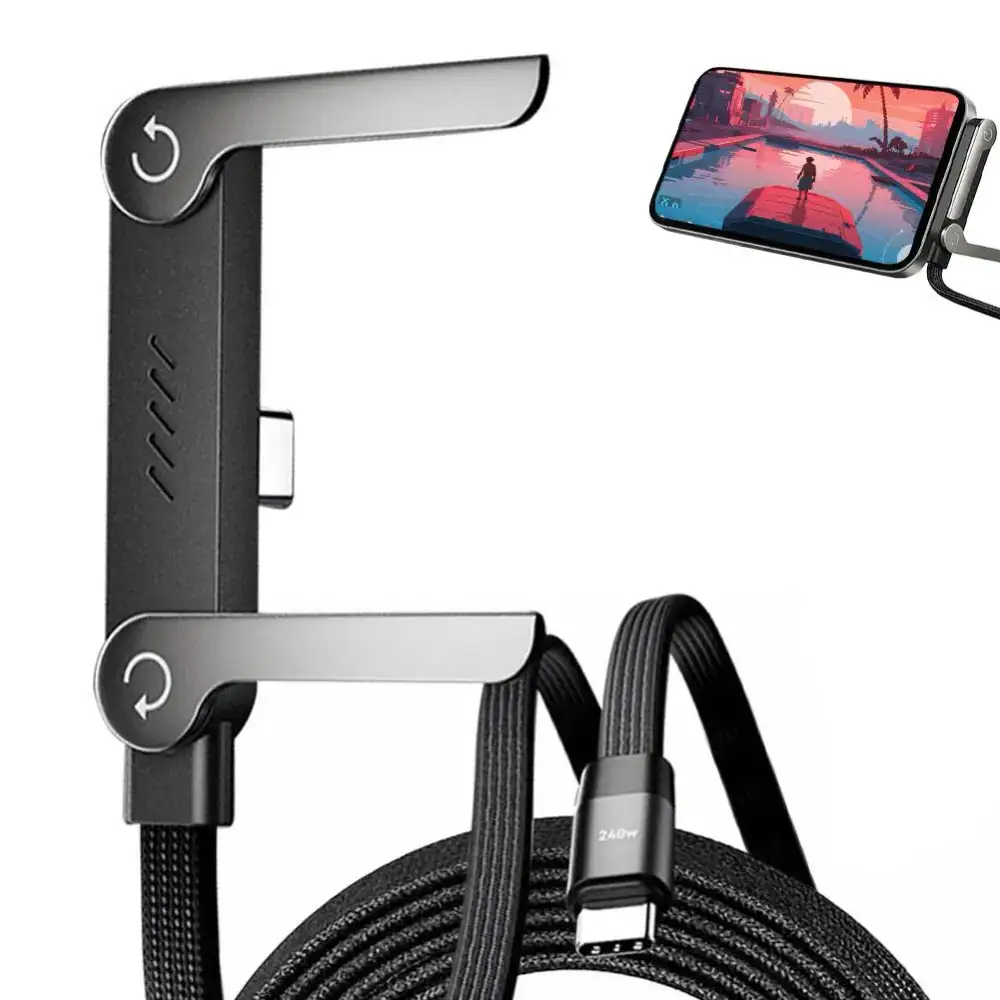 240W Ultra-Fast Power Delivery Integrated Telescopic Folding Stand 17 Charging Cable Type C to Type C