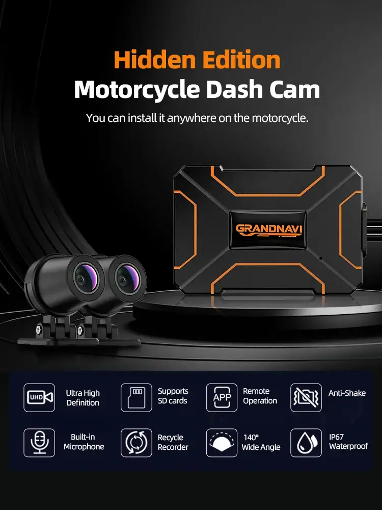 2K Dual-lens HD Waterproof Motorcycle DVR with Front and Rear 140 Widely Angle Video Recording Dash Cam WiFi for Motorcycles