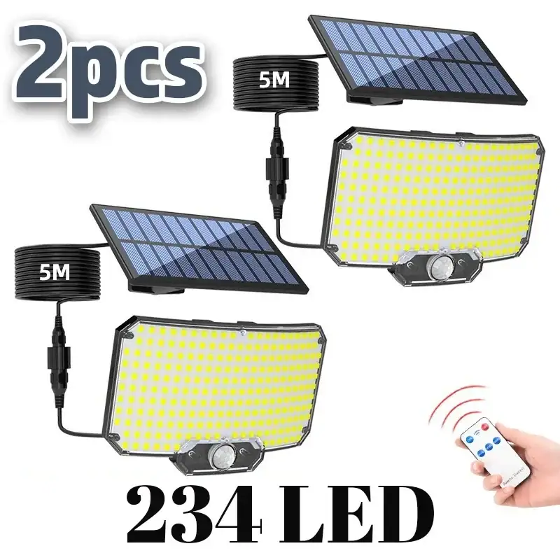 234 LED Solar Light with 3 Modes Motion Sensor Outdoor Solar Lamp Security Lights for Outside Yard Garden Fence Pathway Design