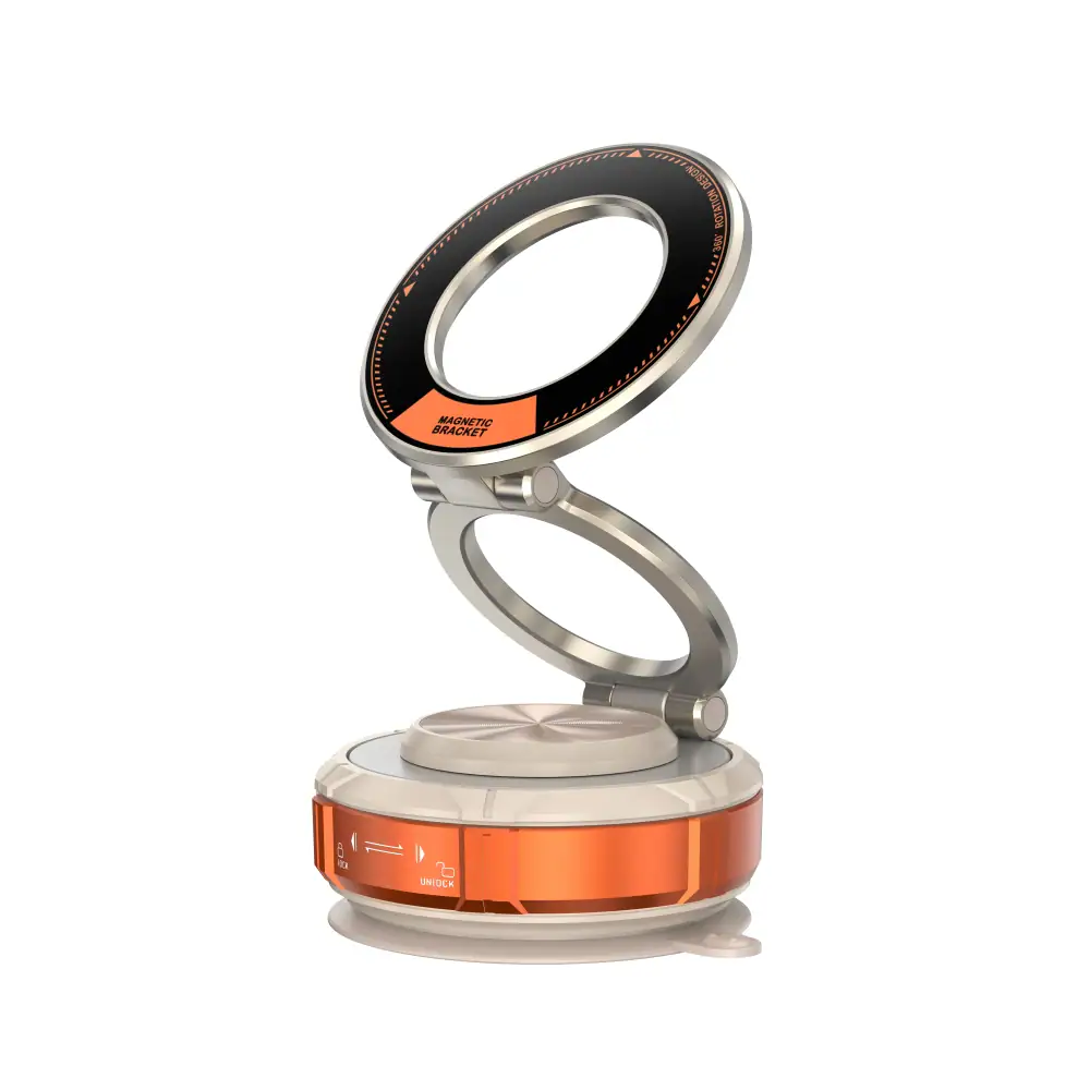 Alloy Magnetic Car Phone Holder Vacuum Suction Mount 360 Rotation for Windshield Dashboard Samsung Strong Hold