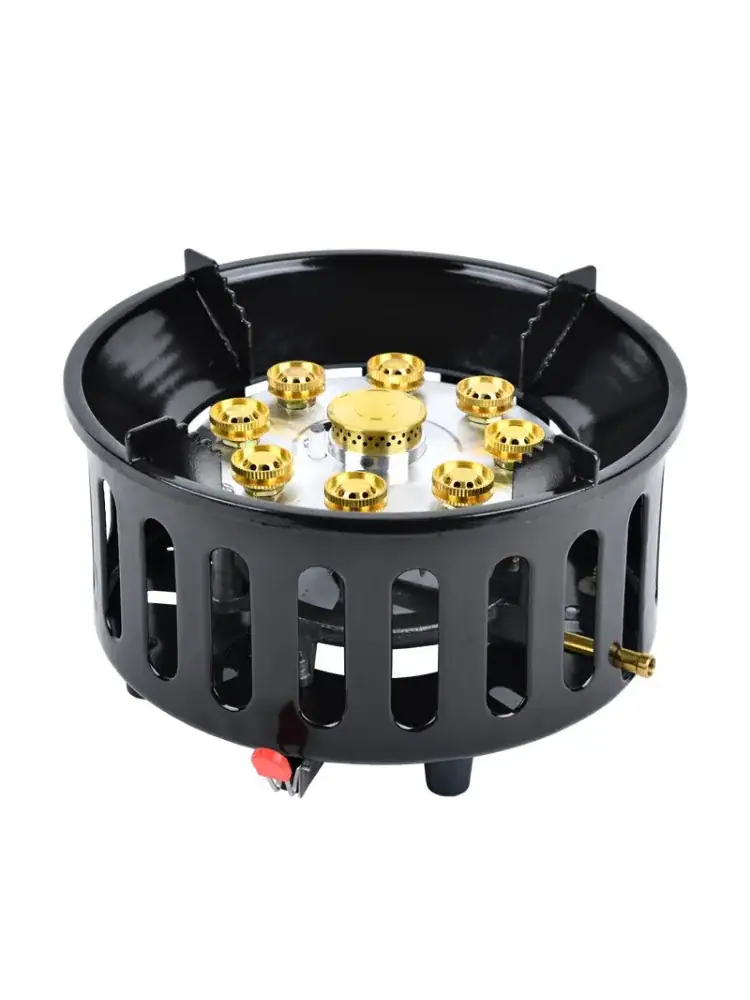 21000W Camping Stove 9 Core High-Power Strong Fire Tourist Gas Burner Windproof Electronic Ignition Camping Equipment