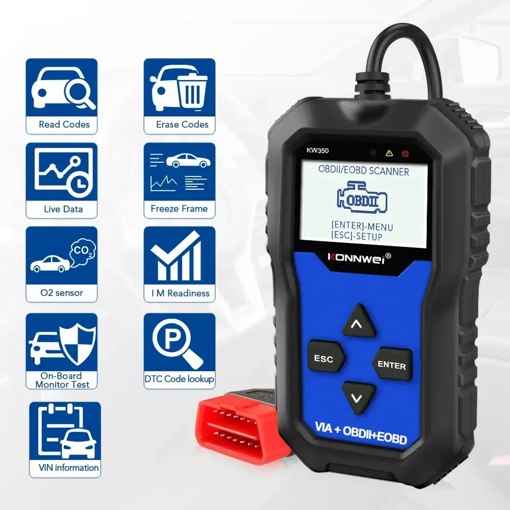 26 Durable KOWWEI KW350 OBD2 Car Diagnostic Scanner ABS Airbag Oil Service Light EPB Reset Auto Code Reader Tool