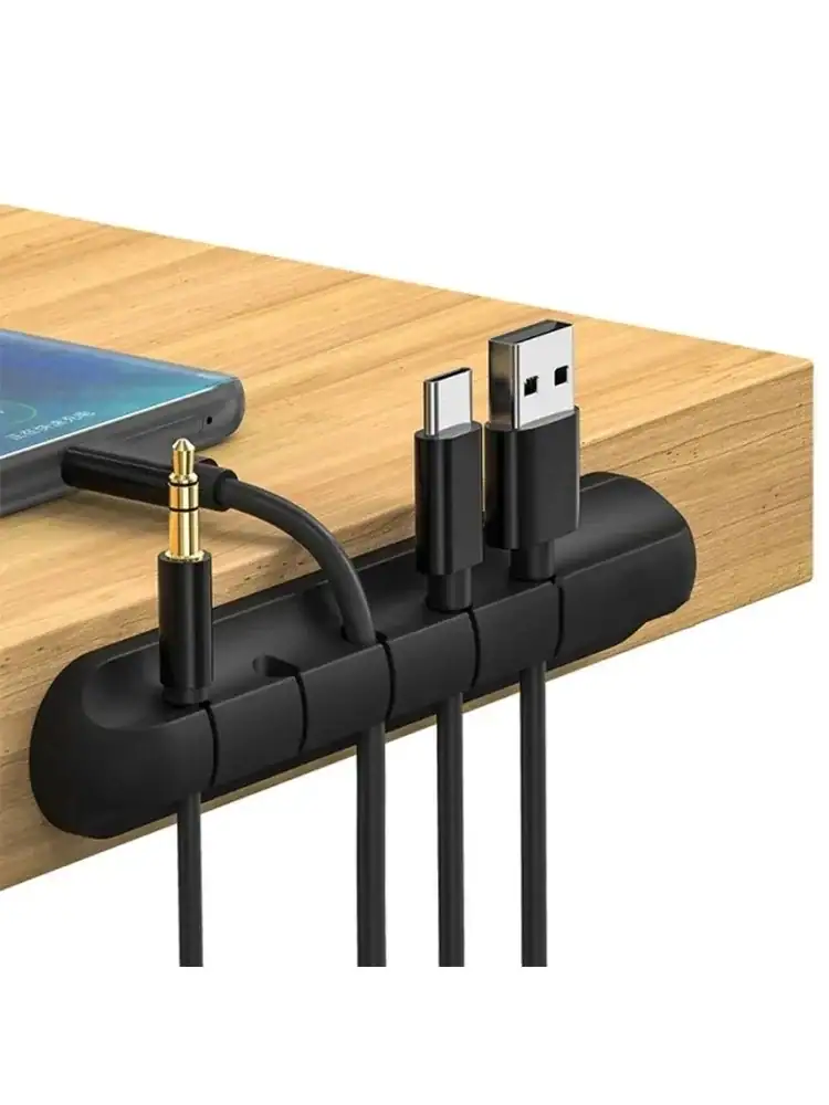 Silicone USB Cable Clip Winder Organizer Round Charger Cord Clips Desk Tidy Management Wire Adhesive Holder Clamp in Home Office
