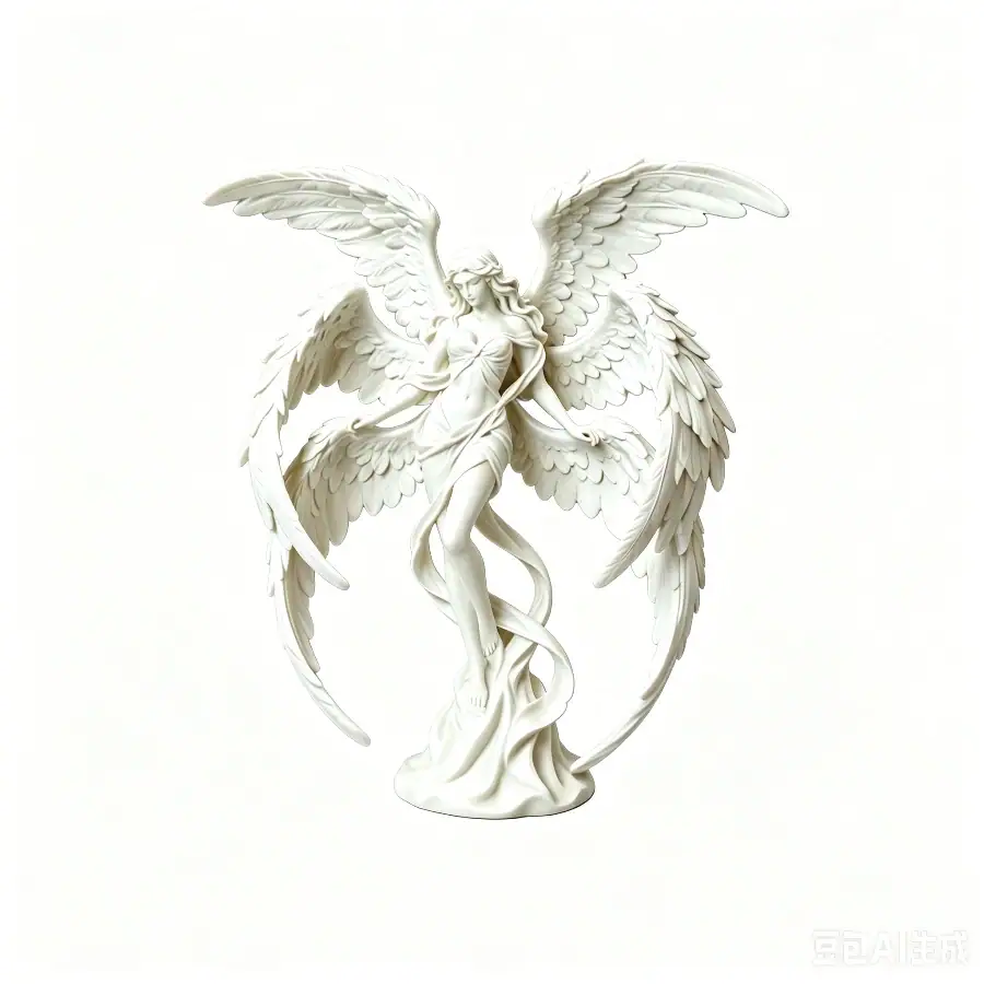 Dark Fantasy Six-Feather Wing Guardian Angel Statue Matte PLA 3D Print Myth Lady Sculpture Vintage Shelf Decor Gothic Gift