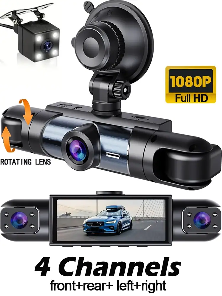 Dash Cam Vehicle DVR Video Recorder 4 Cameras for Cars Box Front Rear Internal Night Vision Loop Recording Dashcam Car 360