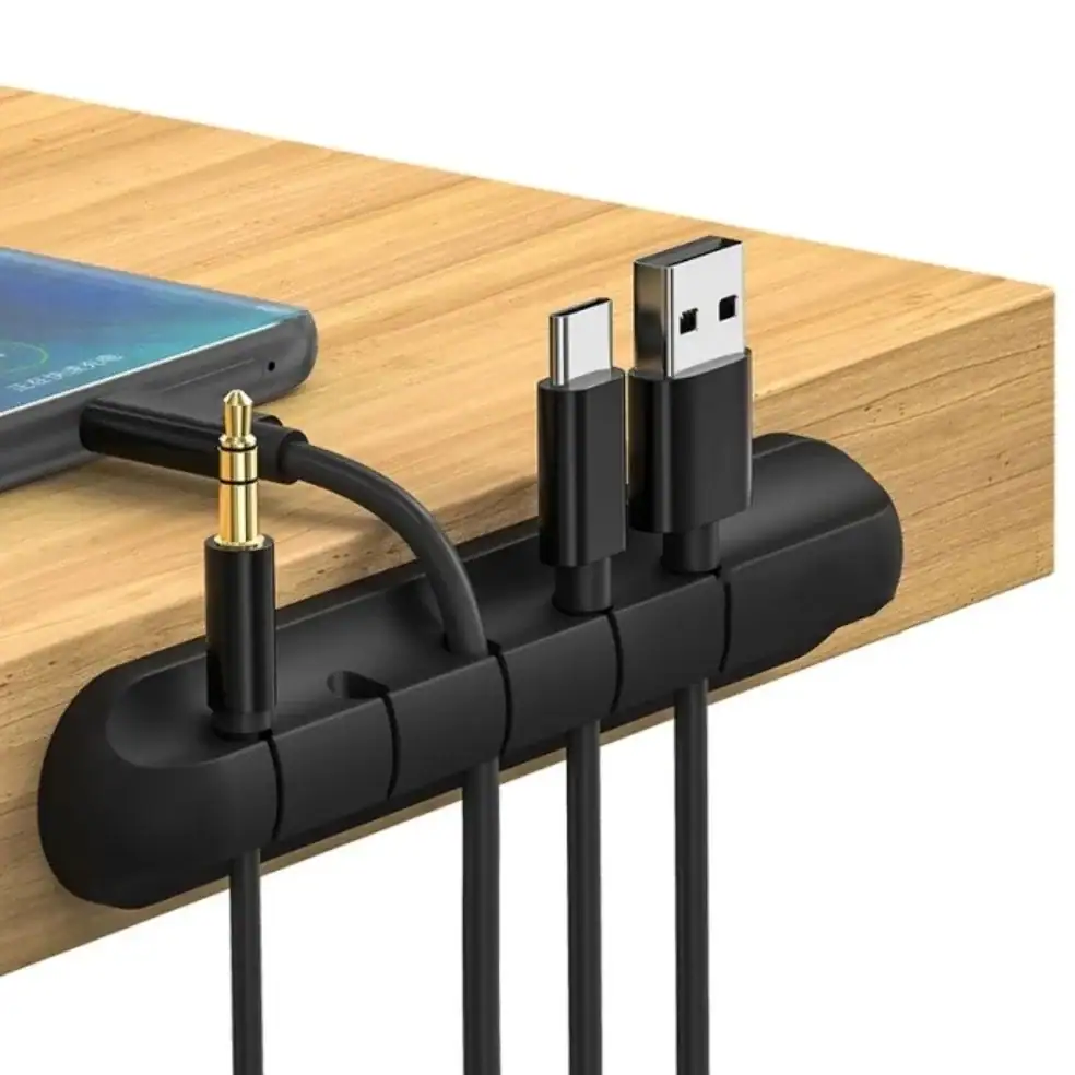 Silicone USB Cable Organizer USB Charging Cable Winder Desktop Tidy Management Clips Cable Holder For Mouse earphone Accessories